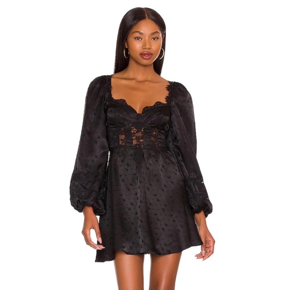 🍋 FOR LOVE & LEMONS Natalie Mini Dress in Black. MEDIUM. Good condition! - Picture 5 of 16